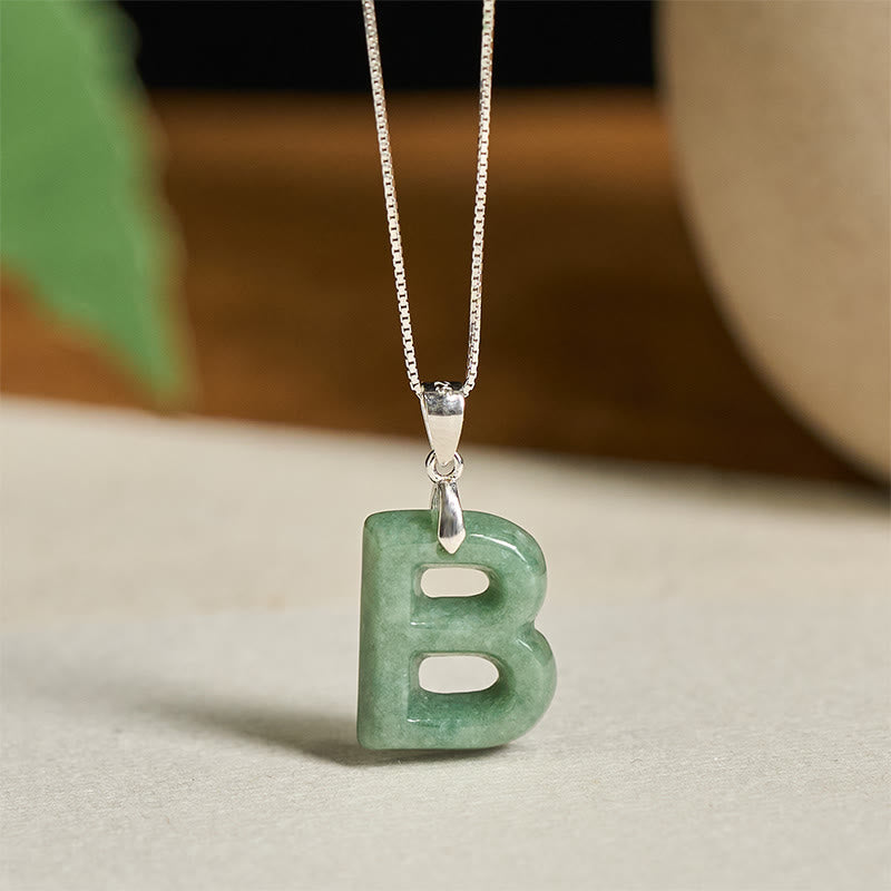 "May You Find Your Own Meaning" Natural A-Z Letter Jade 925 Sterling Silver Chain Necklace Includes Gift Message Card - Image 20