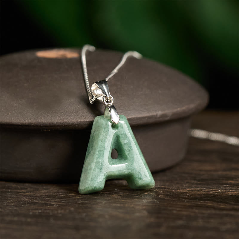"May You Find Your Own Meaning" Natural A-Z Letter Jade 925 Sterling Silver Chain Necklace Includes Gift Message Card - Image 6