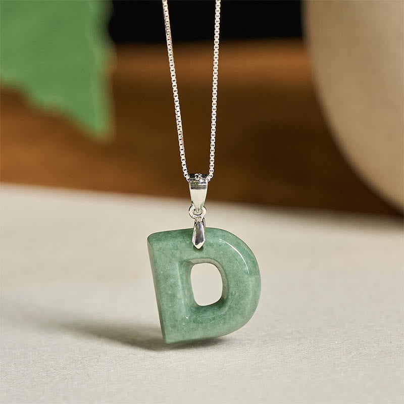 "May You Find Your Own Meaning" Natural A-Z Letter Jade 925 Sterling Silver Chain Necklace Includes Gift Message Card - Image 33