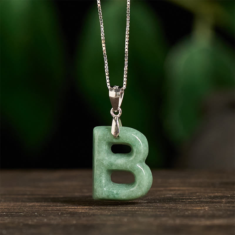 "May You Find Your Own Meaning" Natural A-Z Letter Jade 925 Sterling Silver Chain Necklace Includes Gift Message Card - Image 22