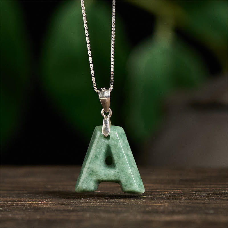"May You Find Your Own Meaning" Natural A-Z Letter Jade 925 Sterling Silver Chain Necklace Includes Gift Message Card - Image 5