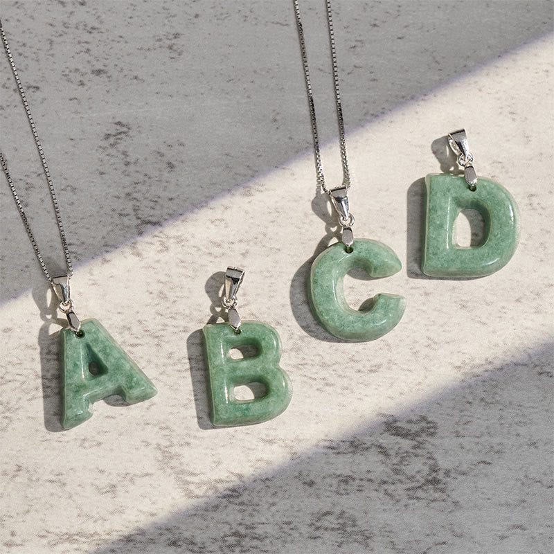 "May You Find Your Own Meaning" Natural A-Z Letter Jade 925 Sterling Silver Chain Necklace Includes Gift Message Card - Image 8