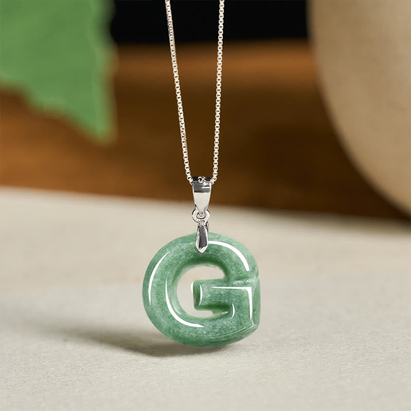 "May You Find Your Own Meaning" Natural A-Z Letter Jade 925 Sterling Silver Chain Necklace Includes Gift Message Card - Image 46