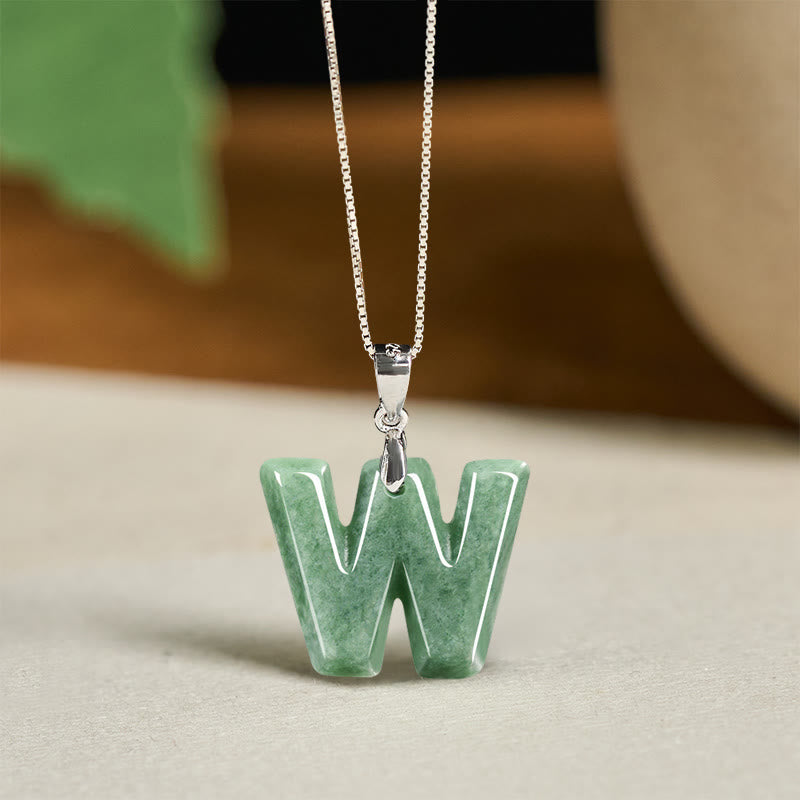 "May You Find Your Own Meaning" Natural A-Z Letter Jade 925 Sterling Silver Chain Necklace Includes Gift Message Card - Image 110