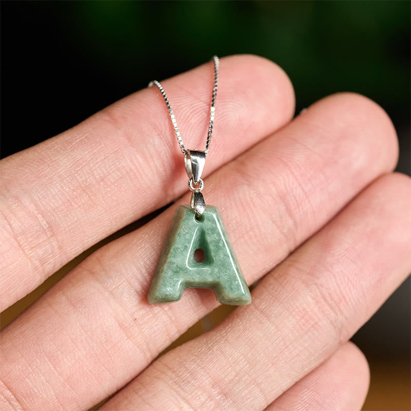 "May You Find Your Own Meaning" Natural A-Z Letter Jade 925 Sterling Silver Chain Necklace Includes Gift Message Card - Image 7