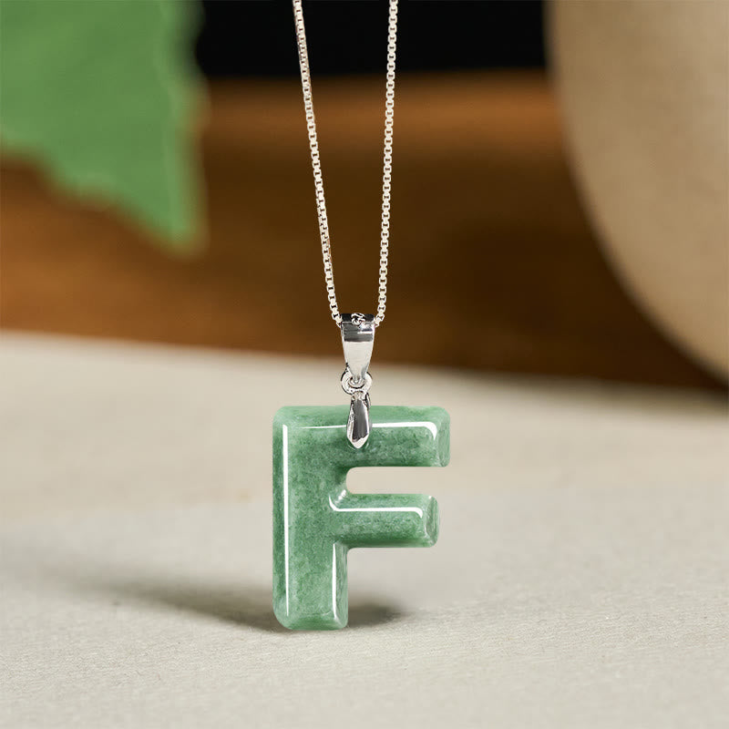 "May You Find Your Own Meaning" Natural A-Z Letter Jade 925 Sterling Silver Chain Necklace Includes Gift Message Card - Image 42