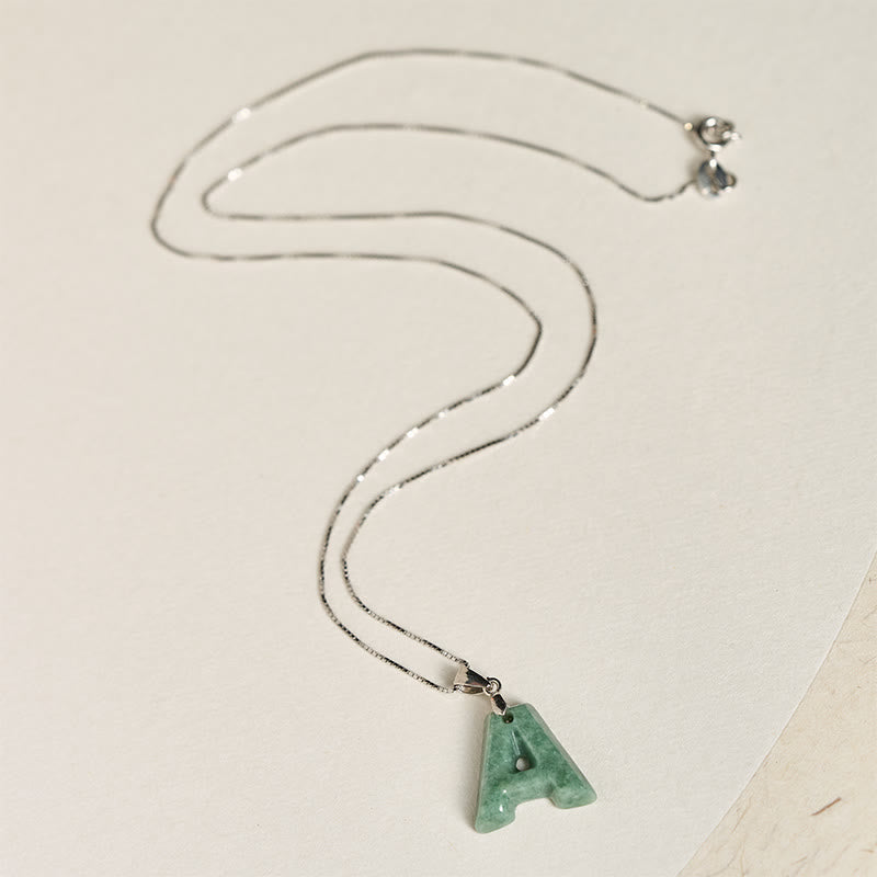 "May You Find Your Own Meaning" Natural A-Z Letter Jade 925 Sterling Silver Chain Necklace Includes Gift Message Card - Image 17