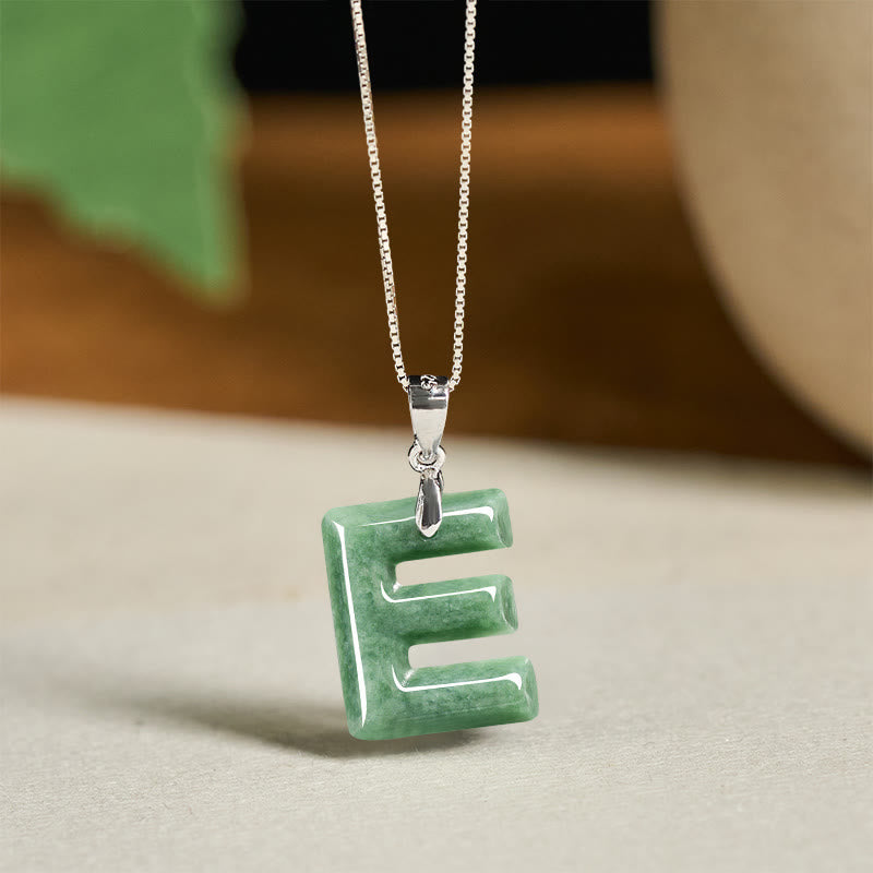 "May You Find Your Own Meaning" Natural A-Z Letter Jade 925 Sterling Silver Chain Necklace Includes Gift Message Card - Image 38