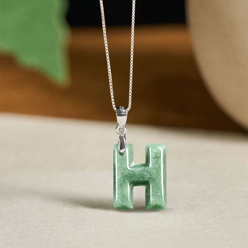 "May You Find Your Own Meaning" Natural A-Z Letter Jade 925 Sterling Silver Chain Necklace Includes Gift Message Card - Image 50