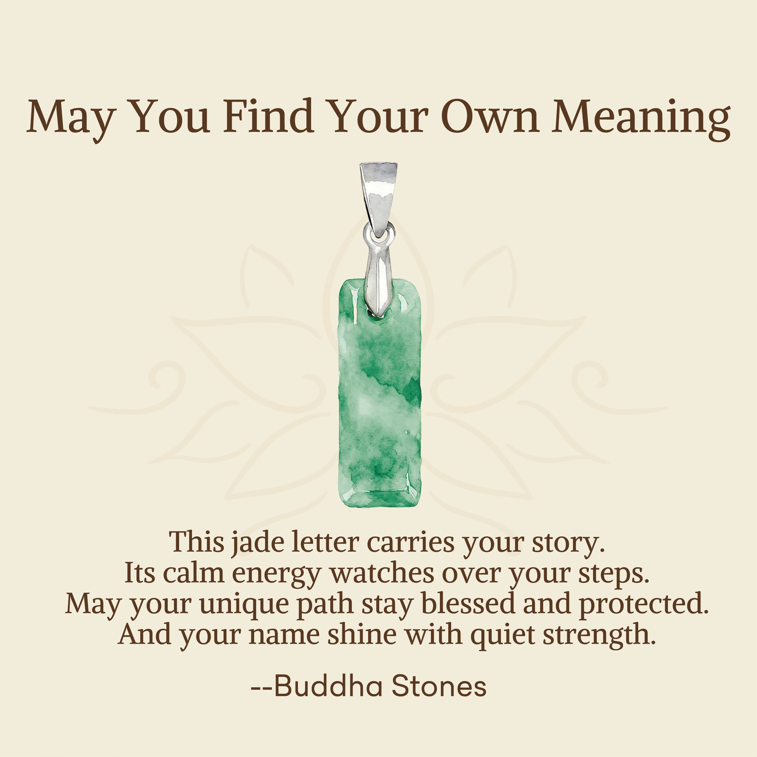 "May You Find Your Own Meaning" Natural A-Z Letter Jade 925 Sterling Silver Chain Necklace Includes Gift Message Card - Image 55