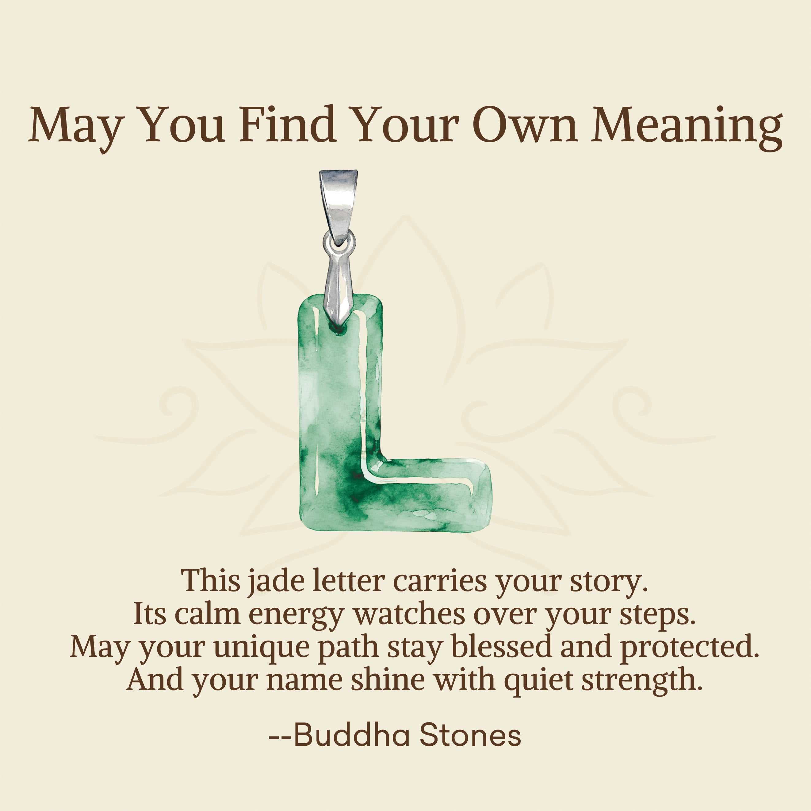 "May You Find Your Own Meaning" Natural A-Z Letter Jade 925 Sterling Silver Chain Necklace Includes Gift Message Card - Image 67