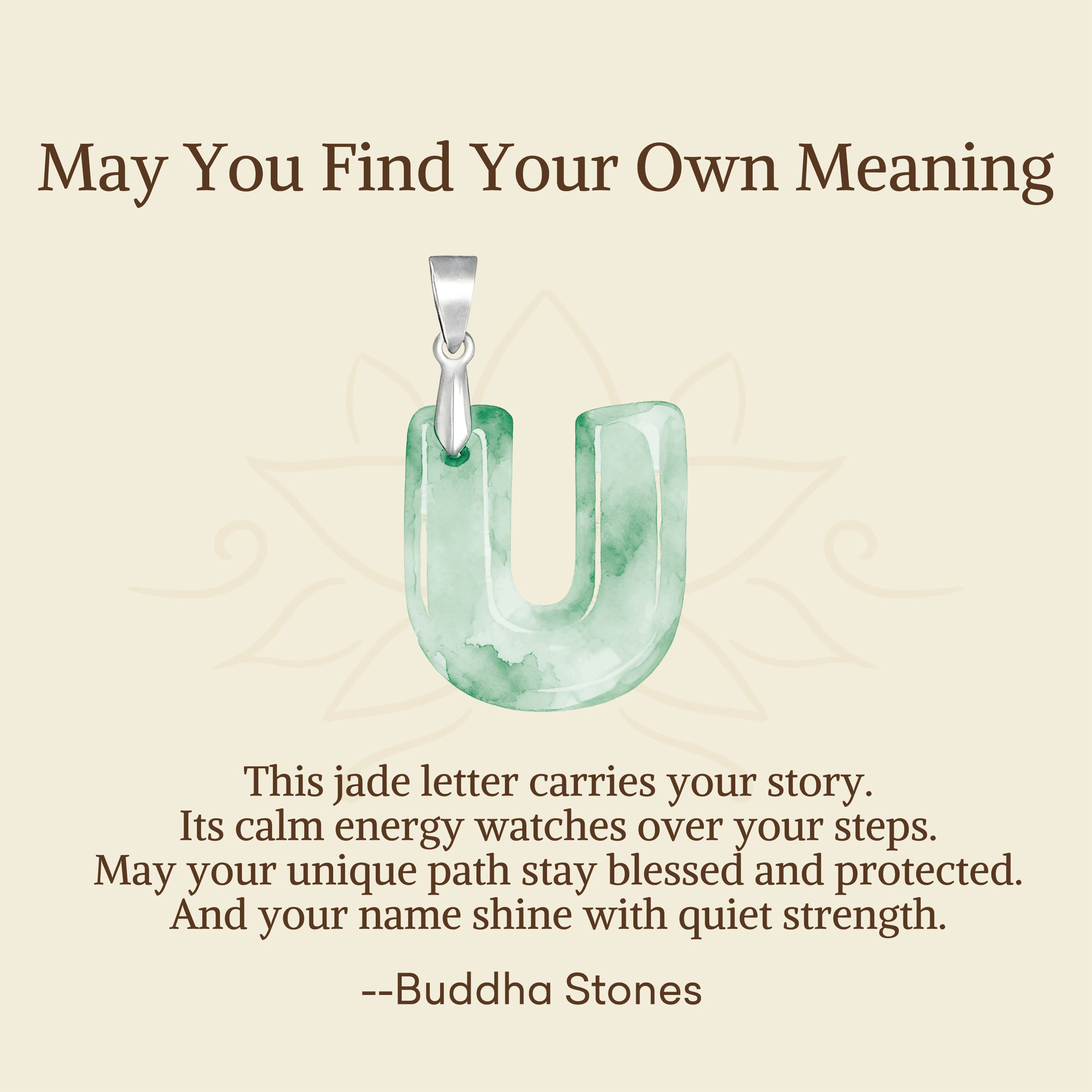 "May You Find Your Own Meaning" Natural A-Z Letter Jade 925 Sterling Silver Chain Necklace Includes Gift Message Card - Image 103