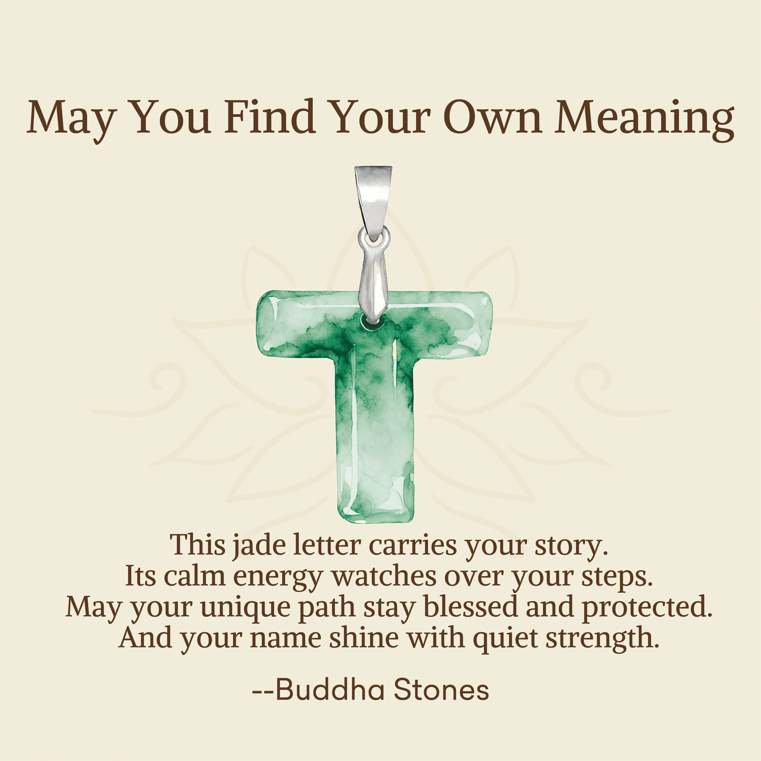 "May You Find Your Own Meaning" Natural A-Z Letter Jade 925 Sterling Silver Chain Necklace Includes Gift Message Card - Image 99