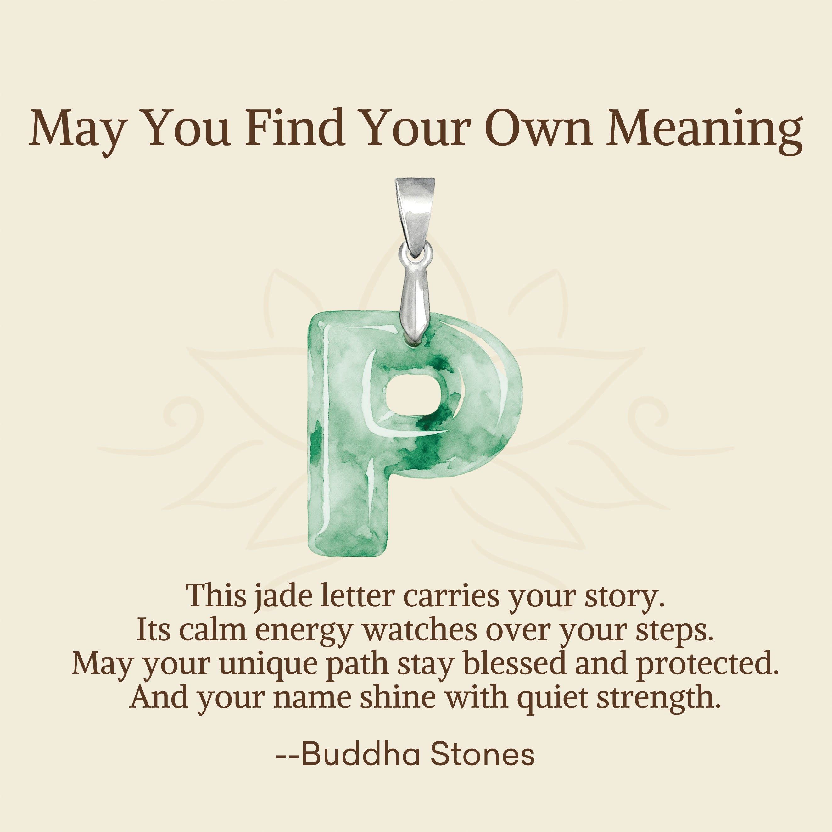 "May You Find Your Own Meaning" Natural A-Z Letter Jade 925 Sterling Silver Chain Necklace Includes Gift Message Card - Image 83