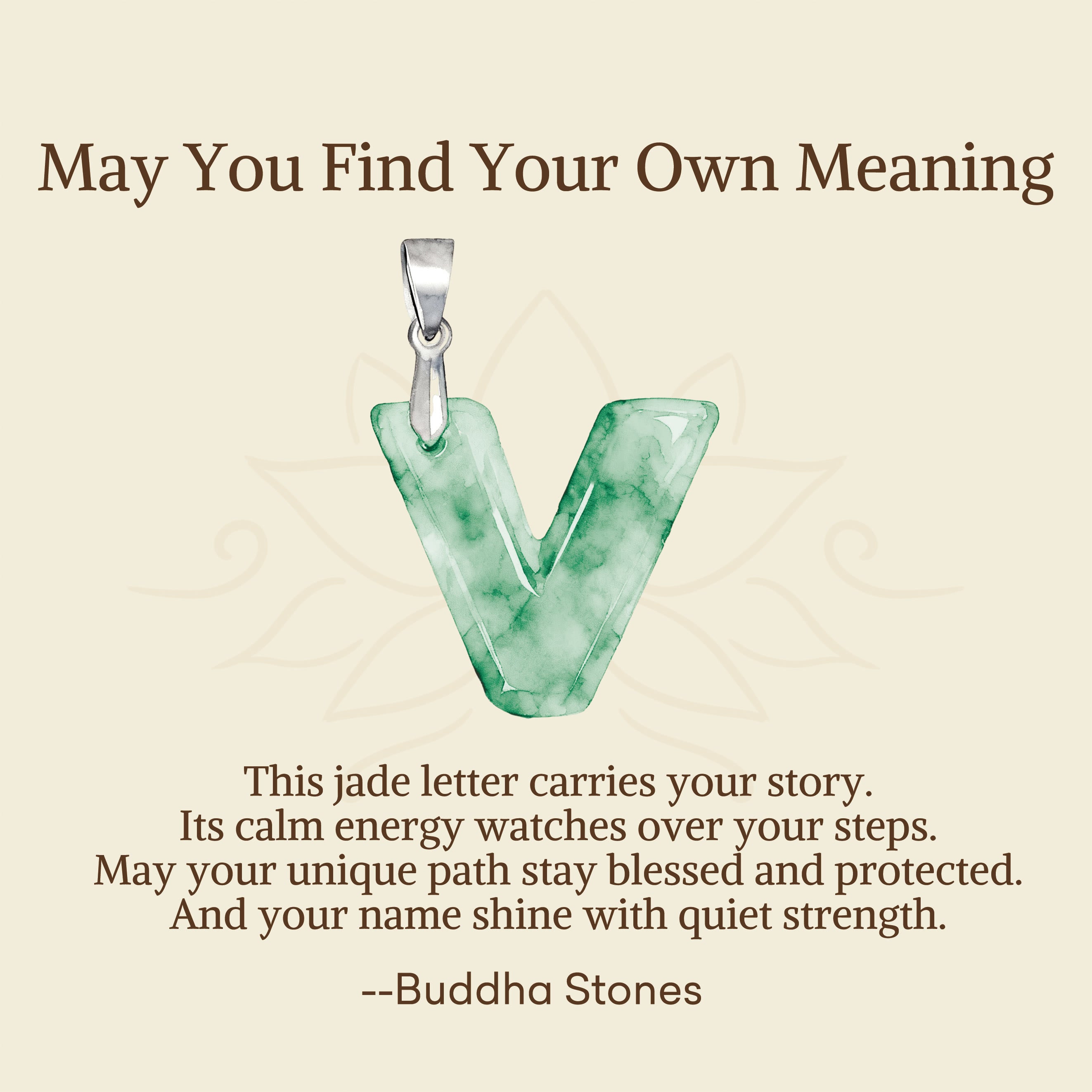 "May You Find Your Own Meaning" Natural A-Z Letter Jade 925 Sterling Silver Chain Necklace Includes Gift Message Card - Image 107