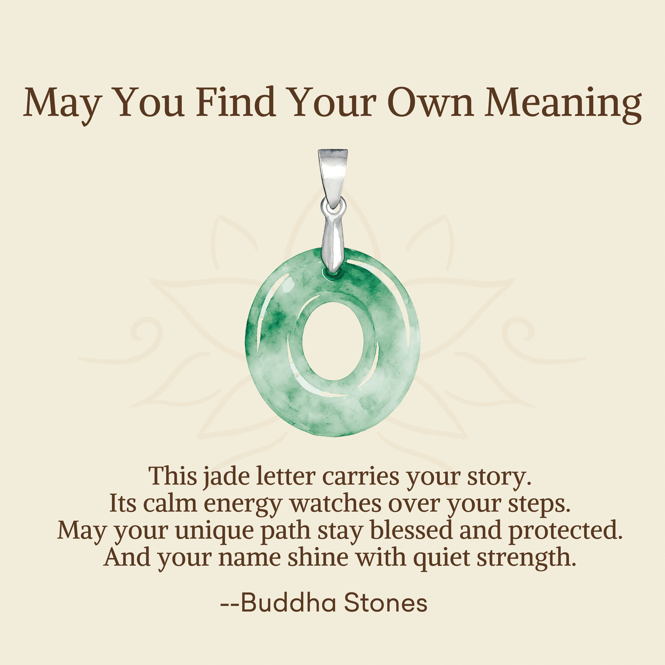 "May You Find Your Own Meaning" Natural A-Z Letter Jade 925 Sterling Silver Chain Necklace Includes Gift Message Card - Image 79