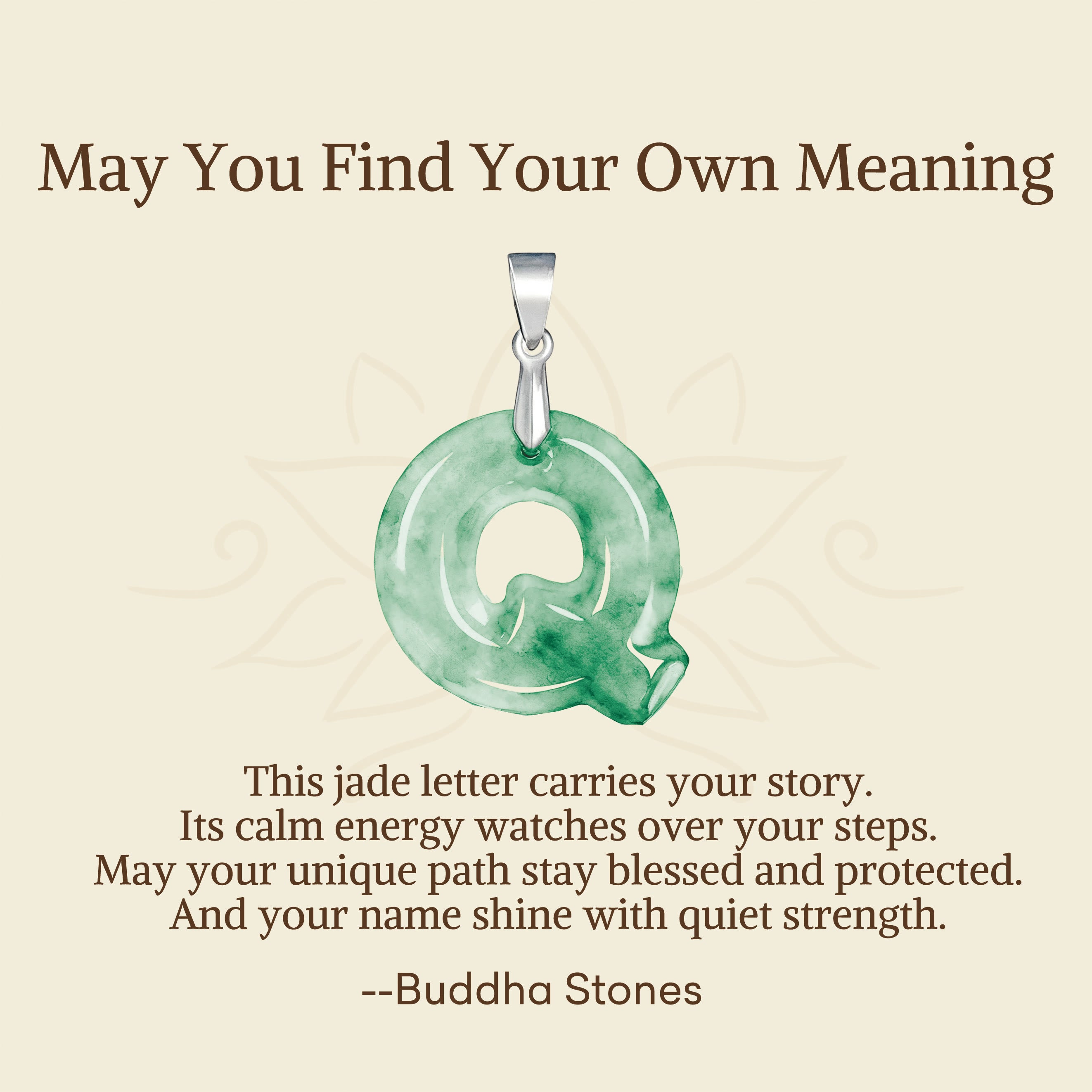 "May You Find Your Own Meaning" Natural A-Z Letter Jade 925 Sterling Silver Chain Necklace Includes Gift Message Card - Image 87