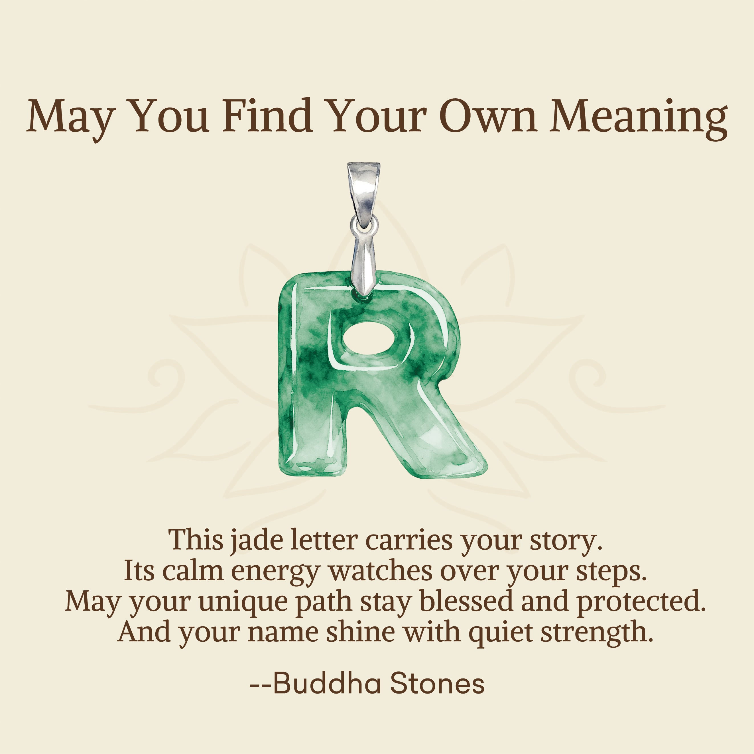 "May You Find Your Own Meaning" Natural A-Z Letter Jade 925 Sterling Silver Chain Necklace Includes Gift Message Card - Image 91