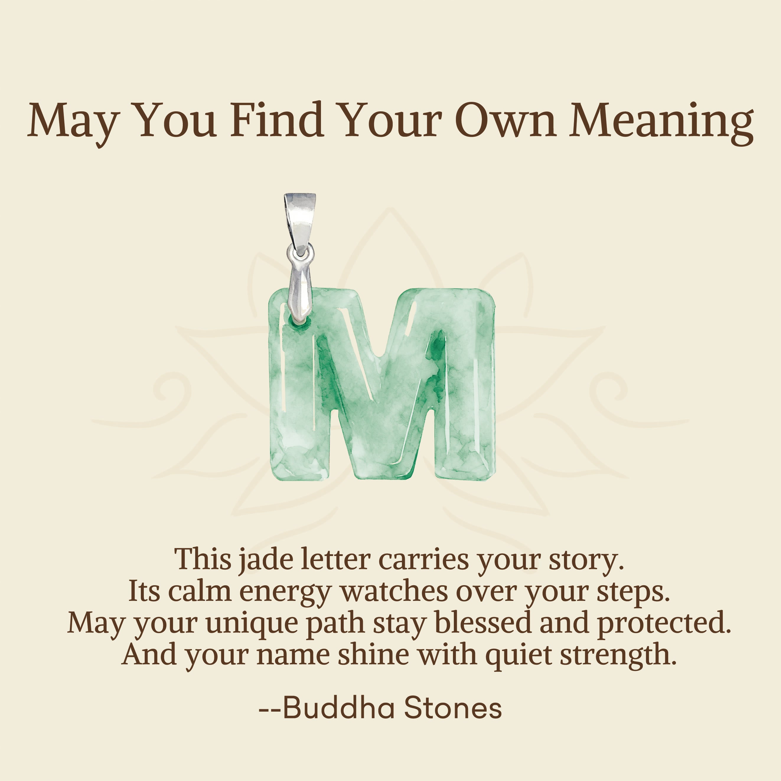 "May You Find Your Own Meaning" Natural A-Z Letter Jade 925 Sterling Silver Chain Necklace Includes Gift Message Card - Image 71