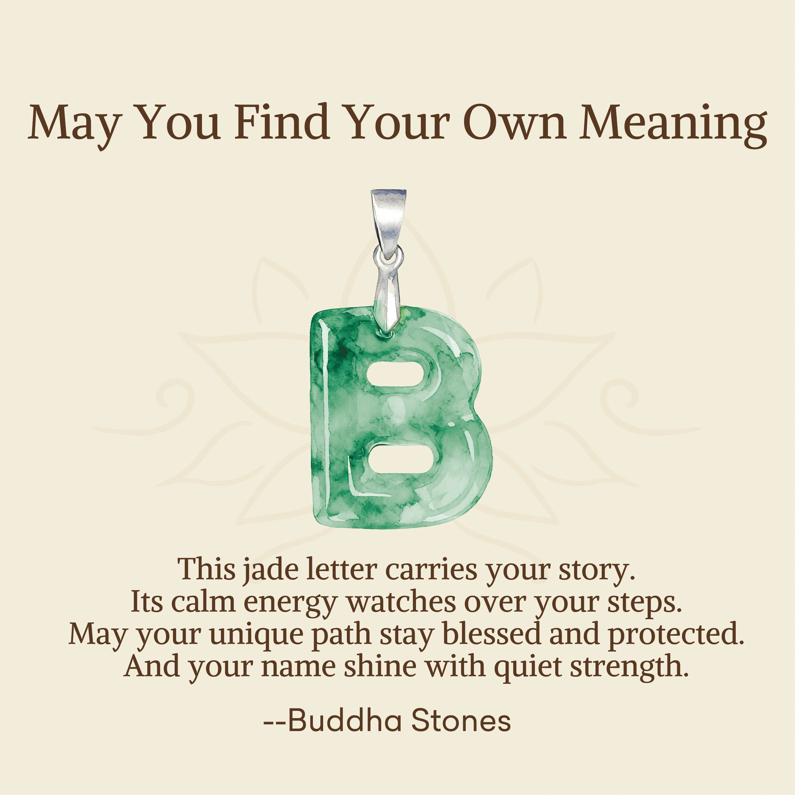 "May You Find Your Own Meaning" Natural A-Z Letter Jade 925 Sterling Silver Chain Necklace Includes Gift Message Card - Image 21