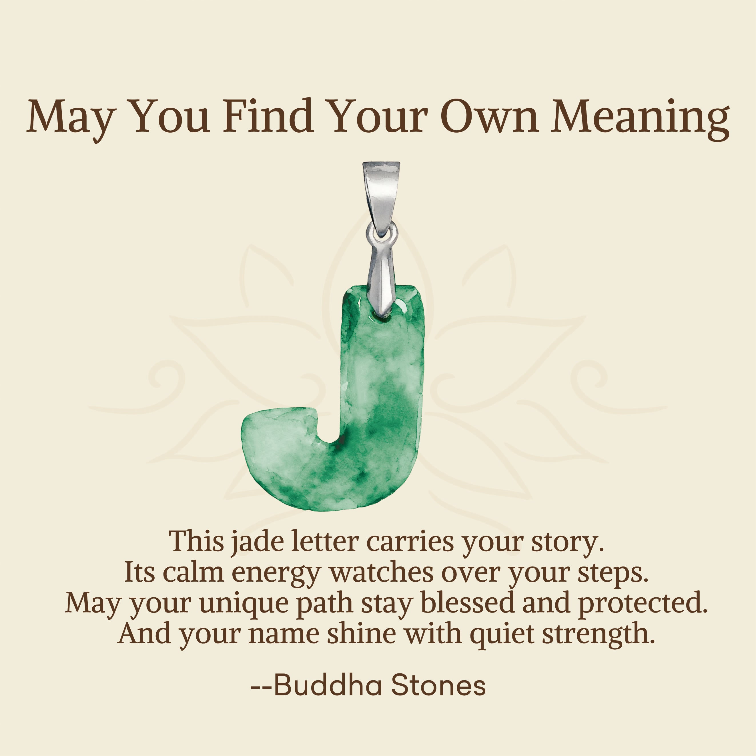 "May You Find Your Own Meaning" Natural A-Z Letter Jade 925 Sterling Silver Chain Necklace Includes Gift Message Card - Image 59