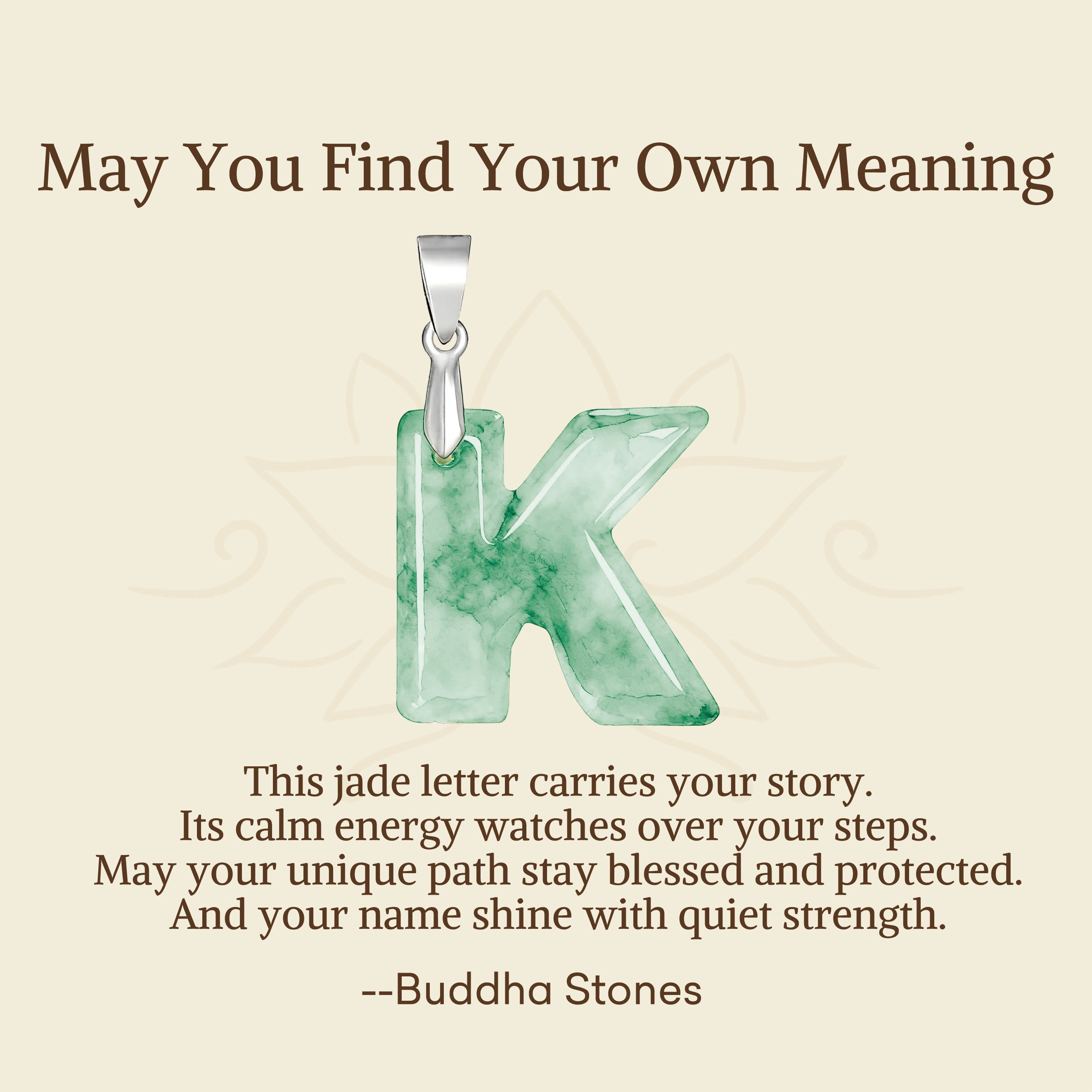 "May You Find Your Own Meaning" Natural A-Z Letter Jade 925 Sterling Silver Chain Necklace Includes Gift Message Card - Image 63