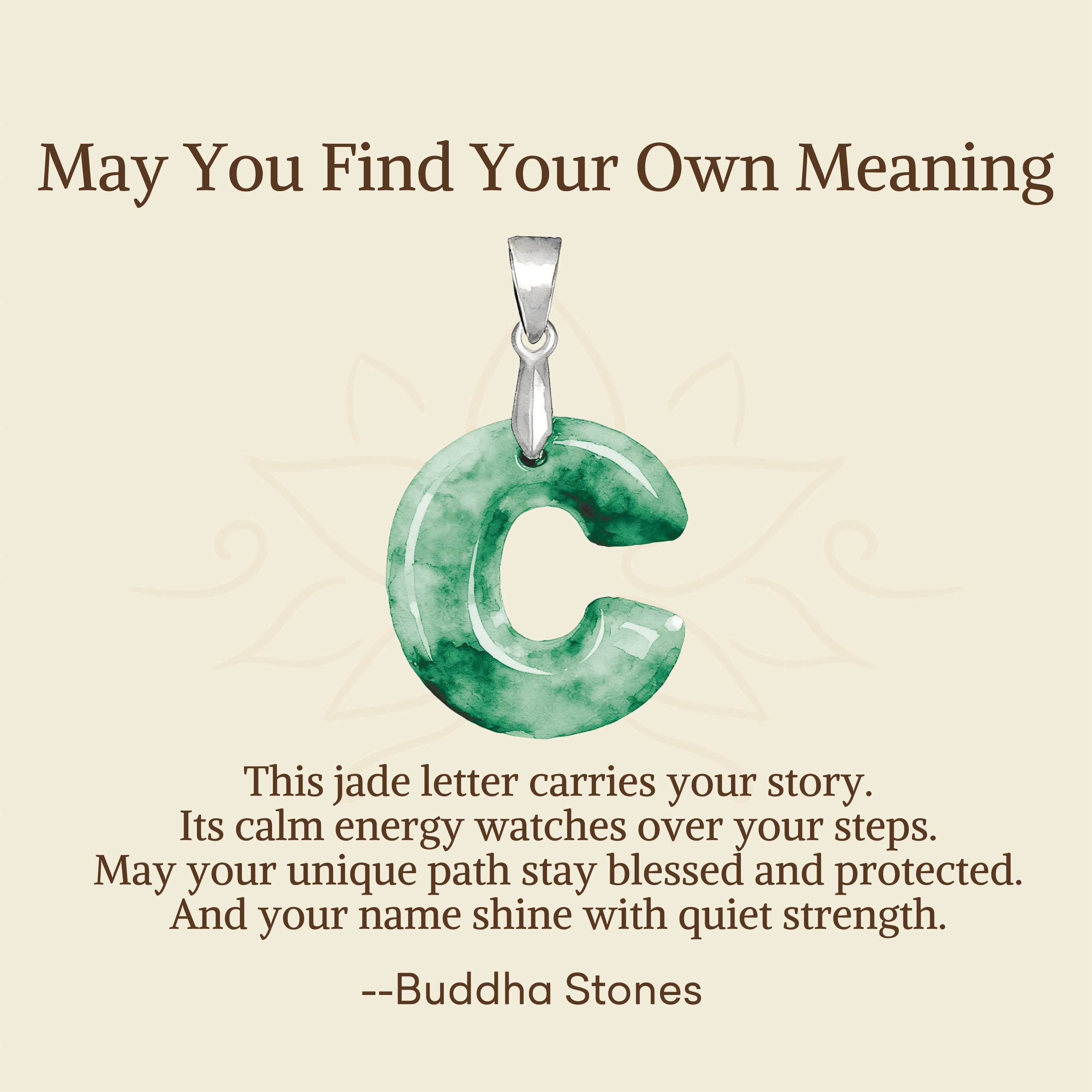 "May You Find Your Own Meaning" Natural A-Z Letter Jade 925 Sterling Silver Chain Necklace Includes Gift Message Card - Image 27