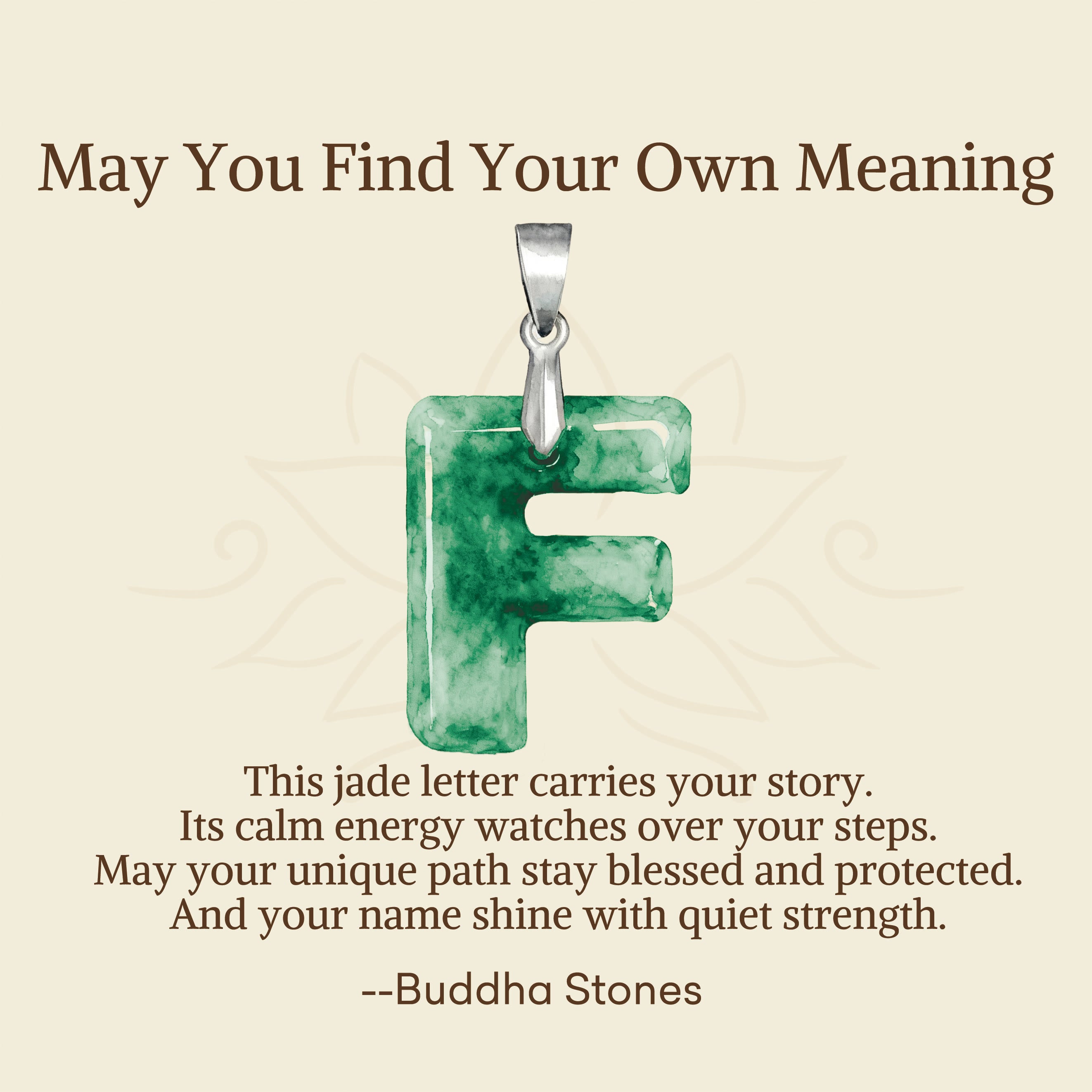 "May You Find Your Own Meaning" Natural A-Z Letter Jade 925 Sterling Silver Chain Necklace Includes Gift Message Card - Image 43