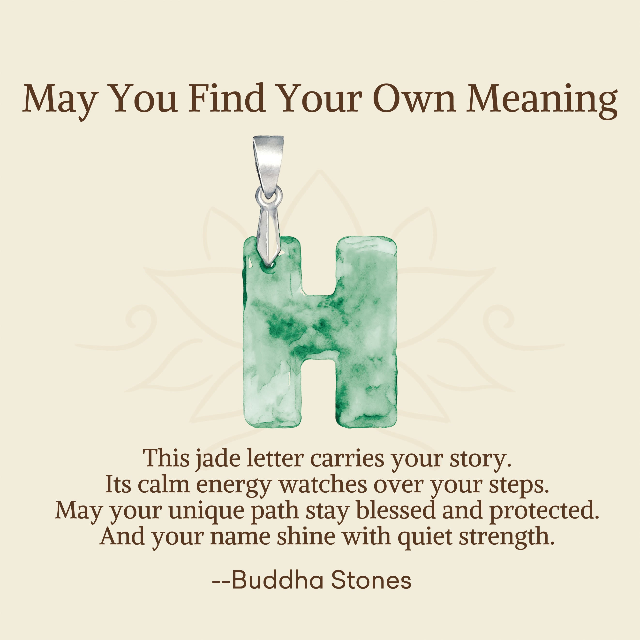 "May You Find Your Own Meaning" Natural A-Z Letter Jade 925 Sterling Silver Chain Necklace Includes Gift Message Card - Image 51