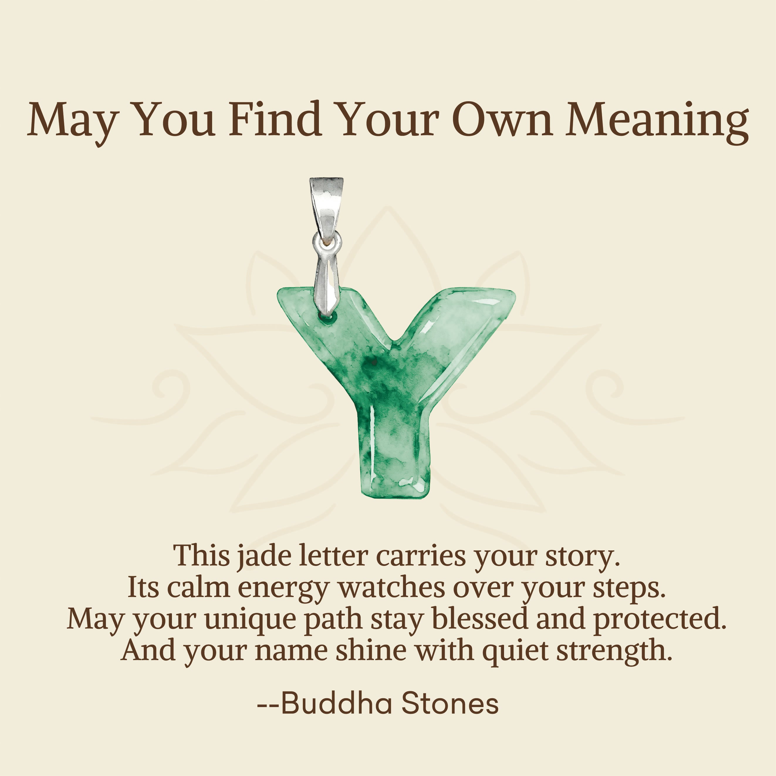 "May You Find Your Own Meaning" Natural A-Z Letter Jade 925 Sterling Silver Chain Necklace Includes Gift Message Card - Image 119