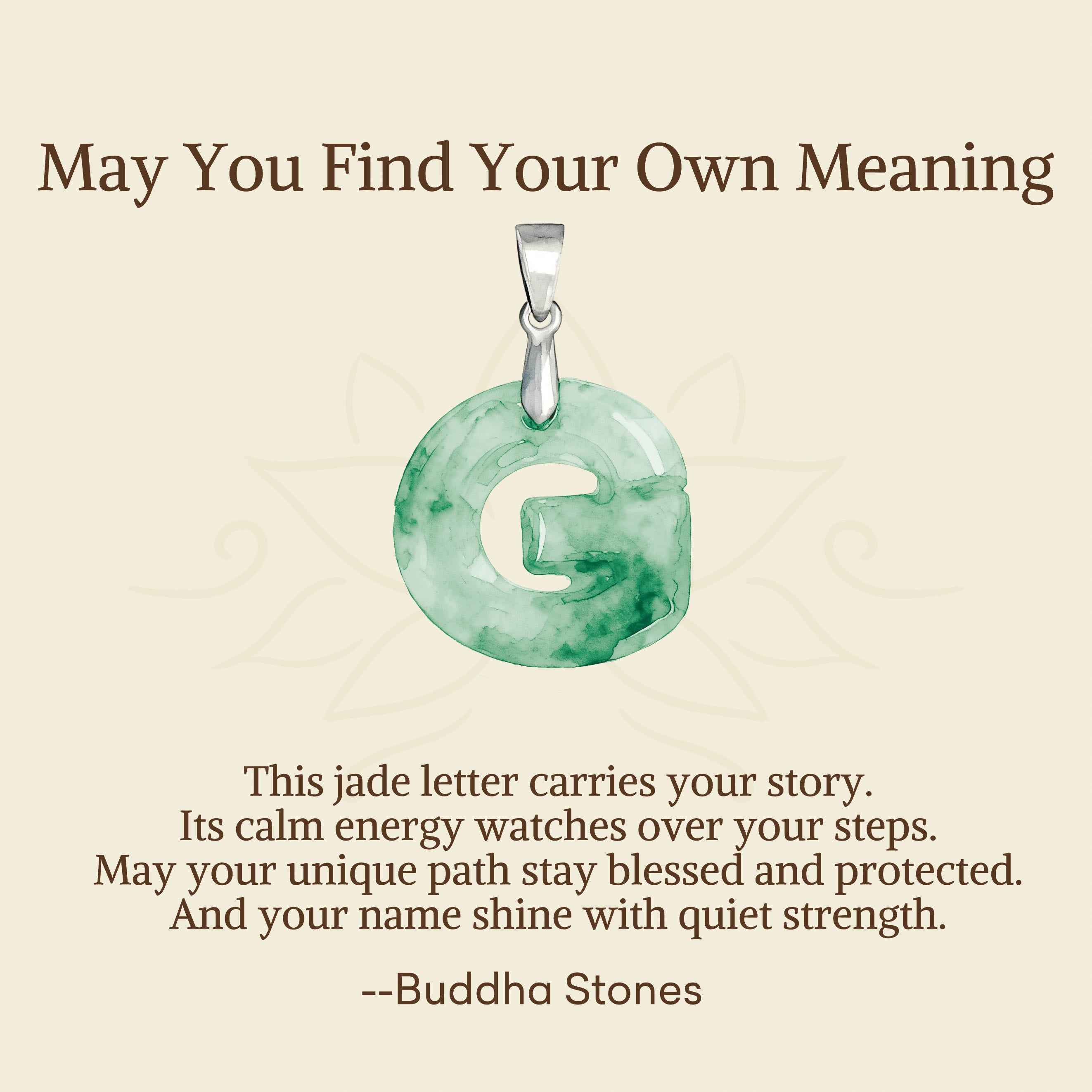 "May You Find Your Own Meaning" Natural A-Z Letter Jade 925 Sterling Silver Chain Necklace Includes Gift Message Card - Image 47