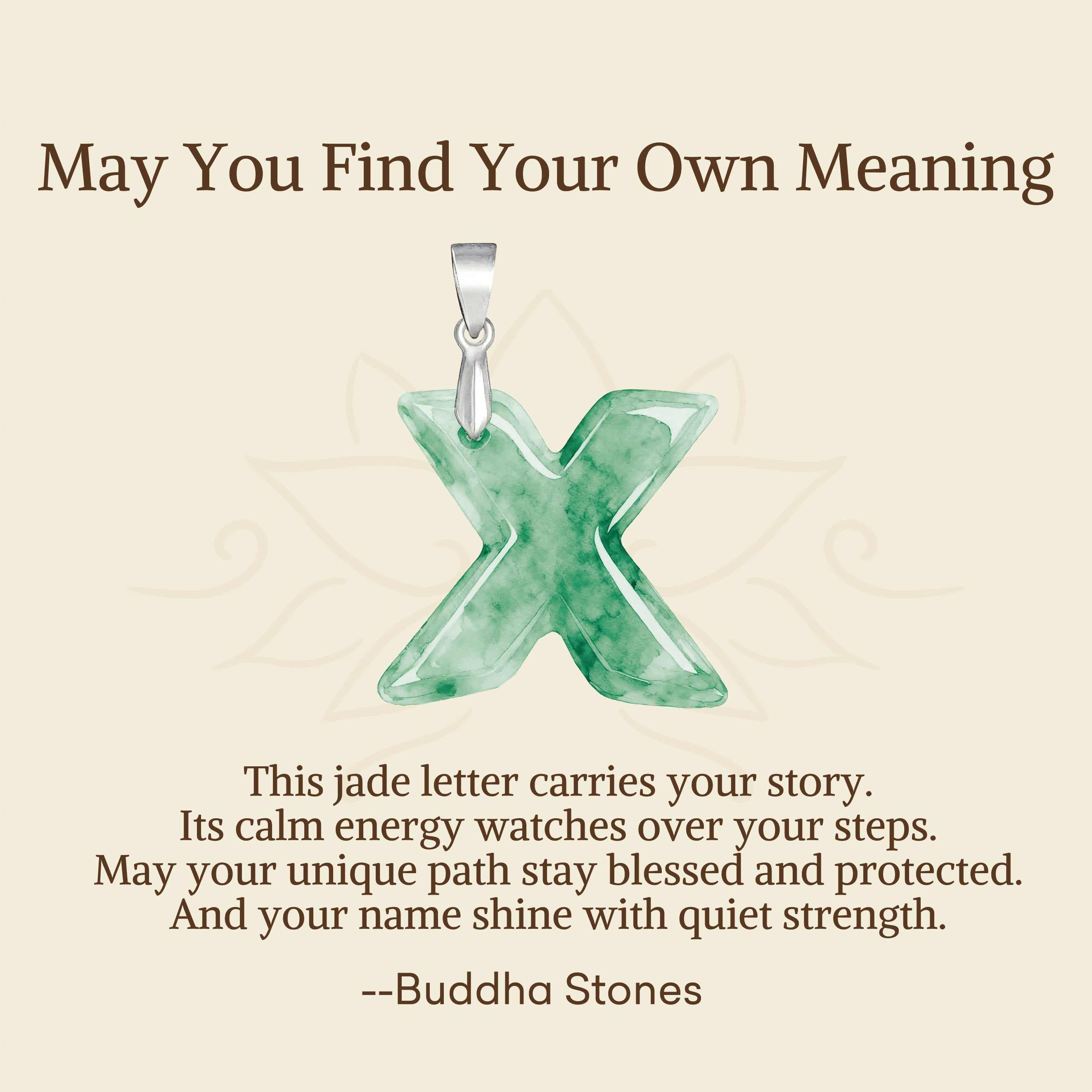 "May You Find Your Own Meaning" Natural A-Z Letter Jade 925 Sterling Silver Chain Necklace Includes Gift Message Card - Image 115
