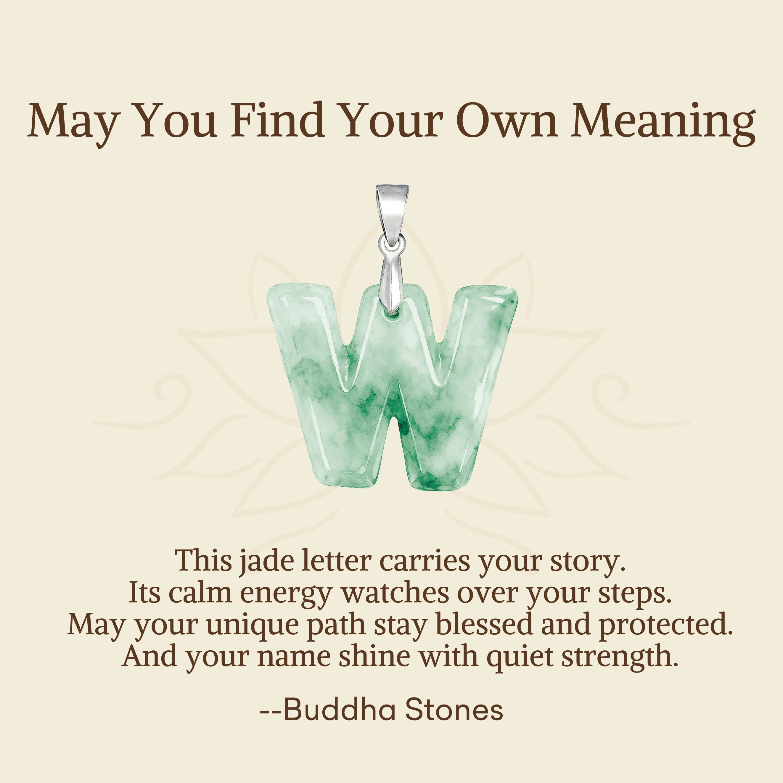 "May You Find Your Own Meaning" Natural A-Z Letter Jade 925 Sterling Silver Chain Necklace Includes Gift Message Card - Image 111