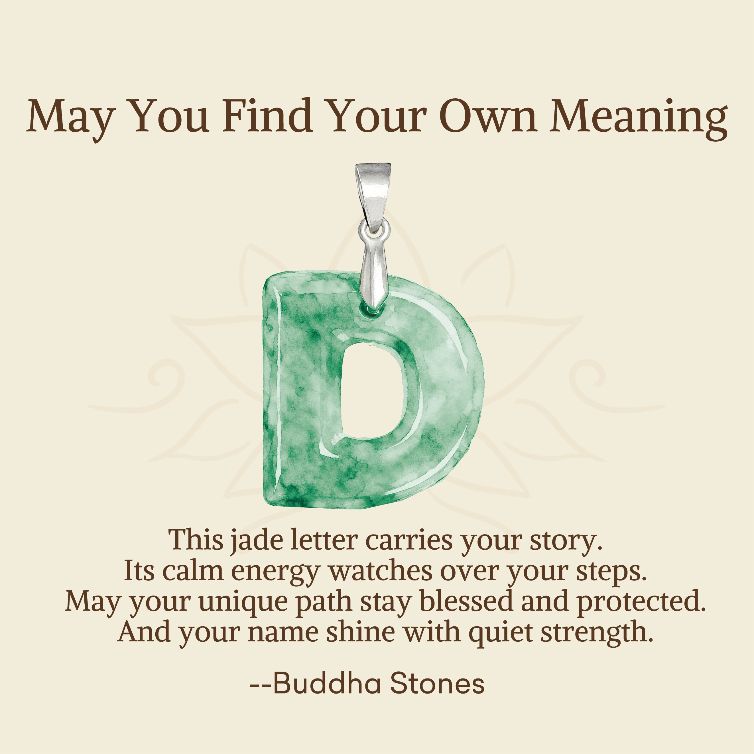 "May You Find Your Own Meaning" Natural A-Z Letter Jade 925 Sterling Silver Chain Necklace Includes Gift Message Card - Image 34