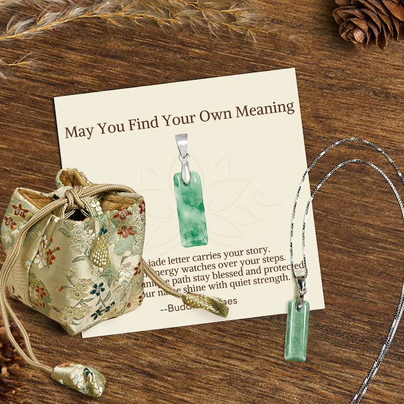 "May You Find Your Own Meaning" Natural A-Z Letter Jade 925 Sterling Silver Chain Necklace Includes Gift Message Card - Image 56