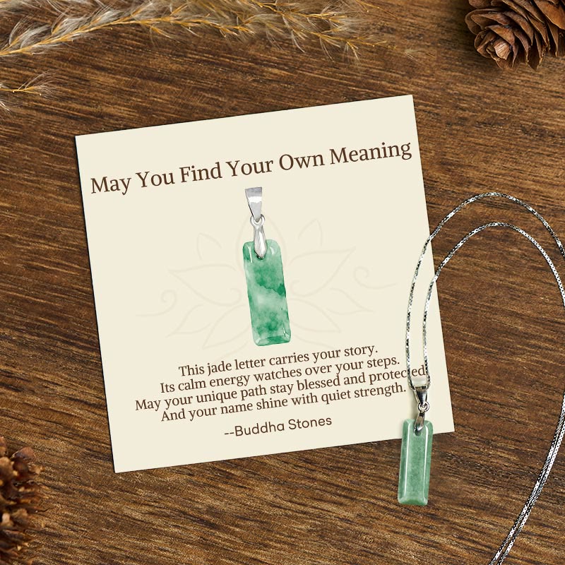 "May You Find Your Own Meaning" Natural A-Z Letter Jade 925 Sterling Silver Chain Necklace Includes Gift Message Card - Image 53