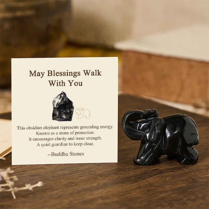 Handmade healing stone elephant figurine with traditional Eastern spiritual meaning