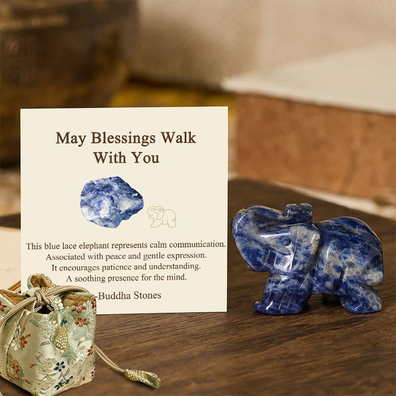 Sodalite elephant stone figurine deep blue intuition and spiritual insight