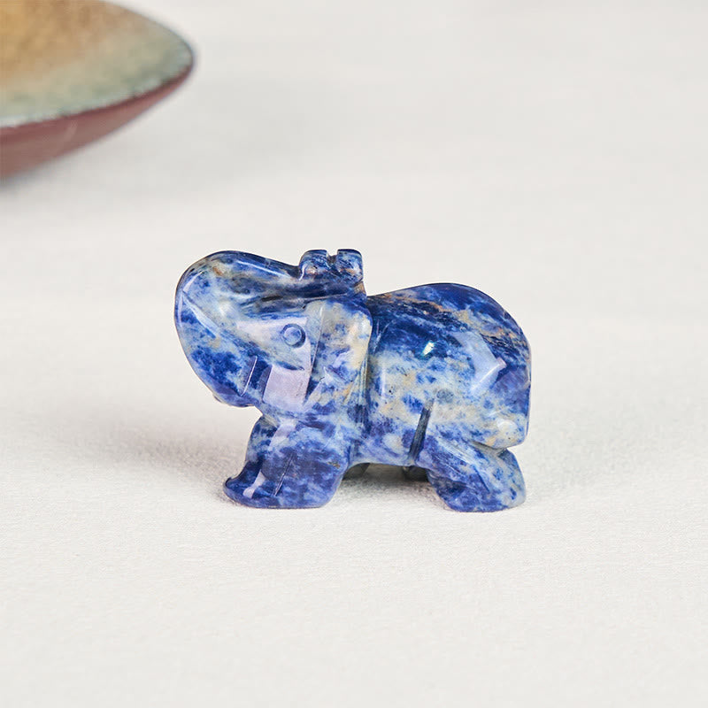 Elephant stone figurine handcrafted with authentic healing crystal energy