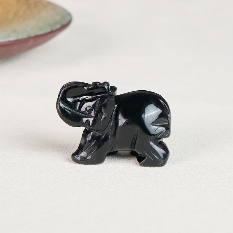 Crystal stone elephant guardian figurine for home or personal collection