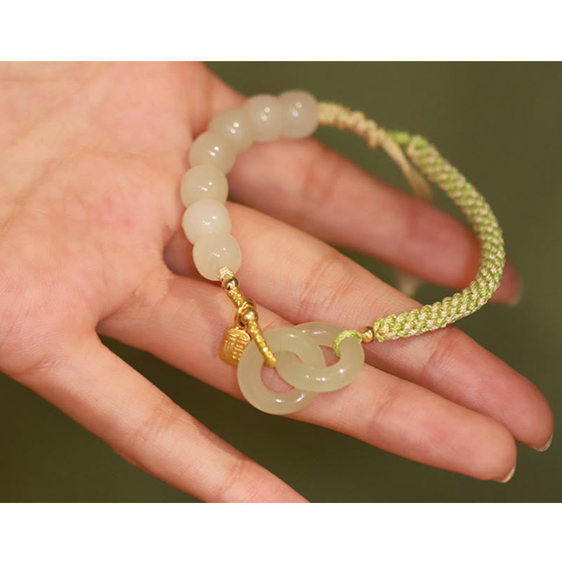 Hetian jade peace buckle bracelet ping an kou traditional design heritage