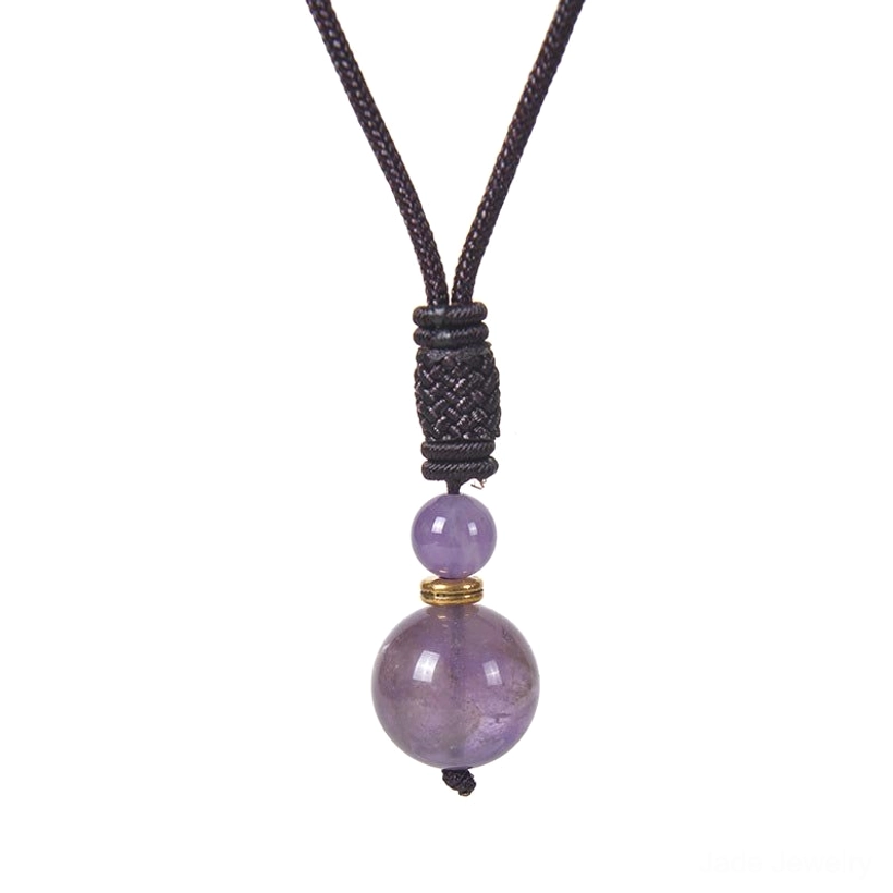 Amethyst bead necklace with light purple gemstones and gold spacer accents