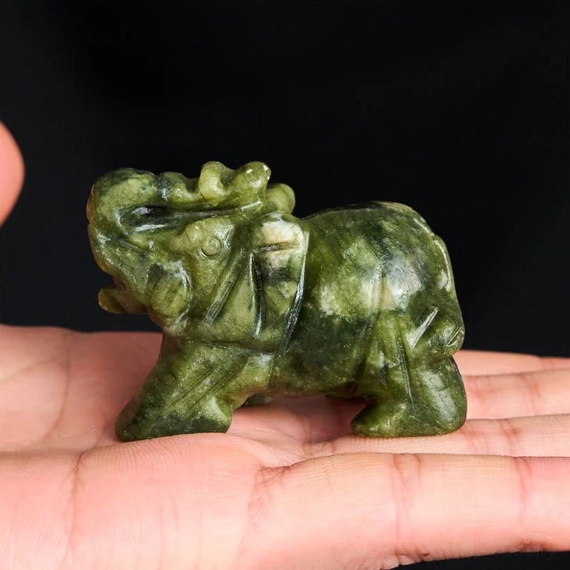 Healing stone elephant with natural patterns and variations proving authentic crystal origin
