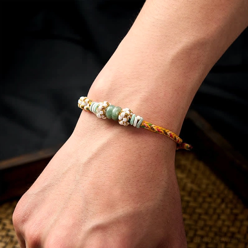 Black jade red string bracelet handmade Chinese knot protection