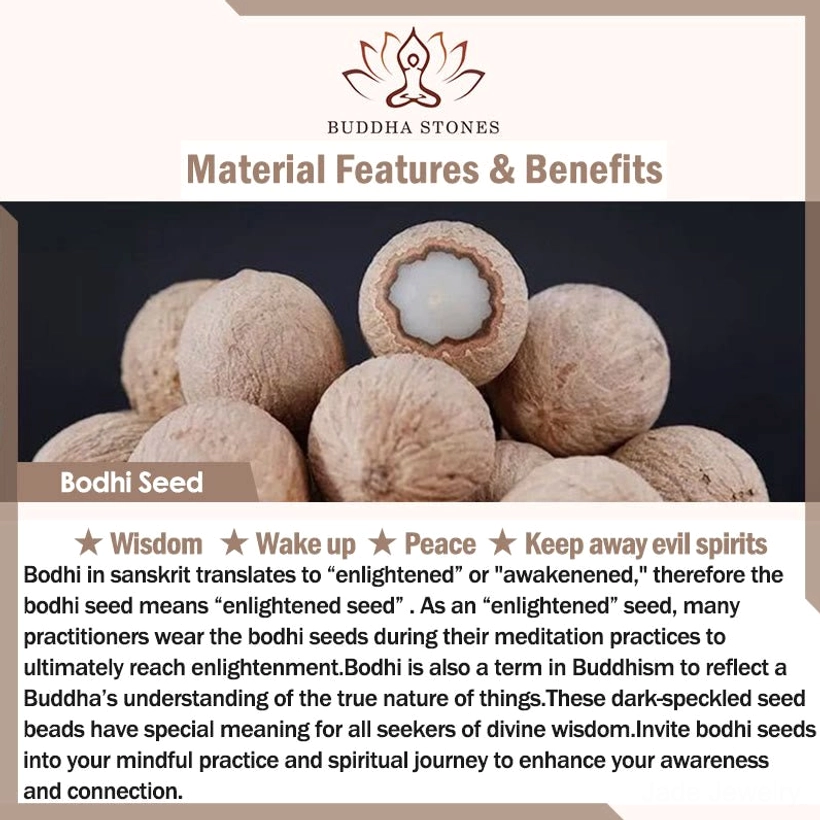 Bodhi seed spiritual significance infographic featuring enlightenment wisdom and meditation benefits