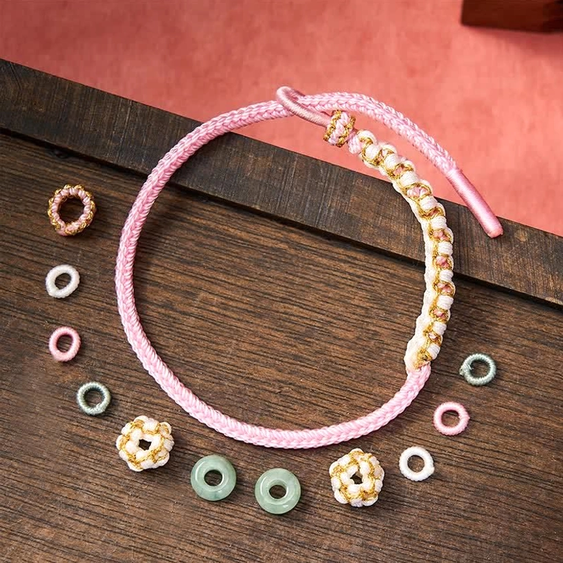 Braided knot jade bracelet with gemstone beads detail craftsmanship