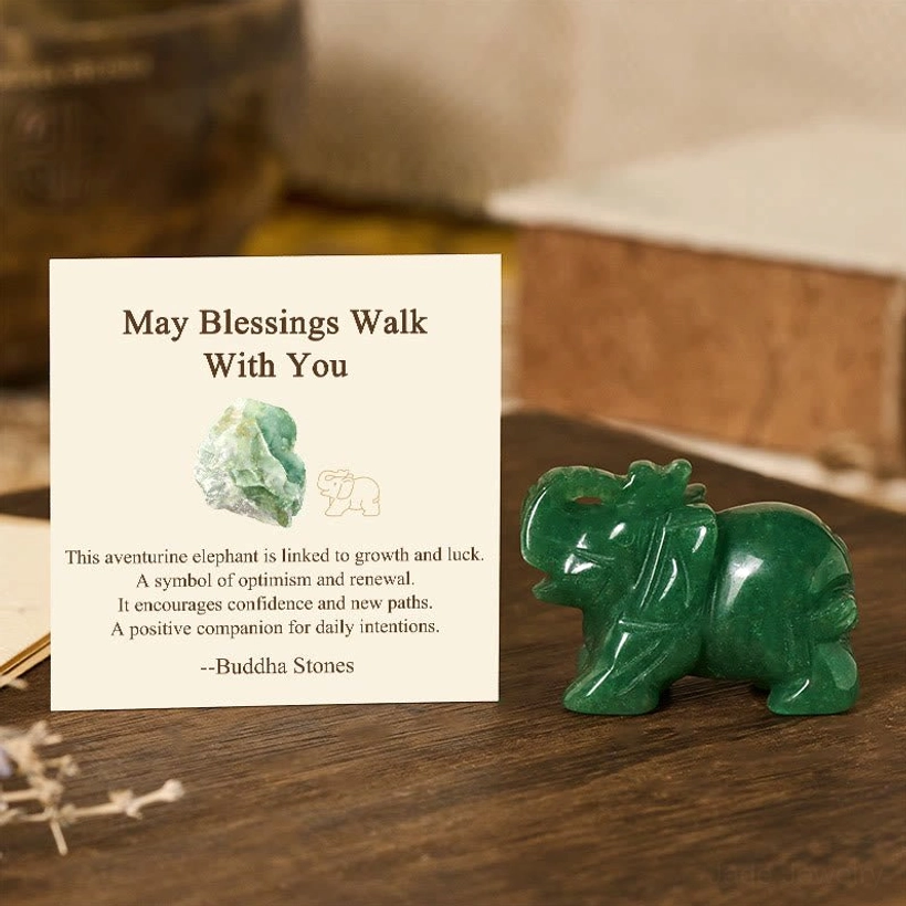 Carved healing stone elephant for prosperity abundance and good fortune
