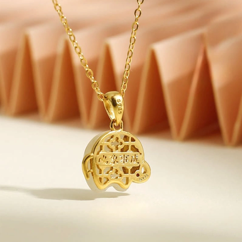 Decorative Chinese blessed pendant charm, intricate hollow gold-plated design