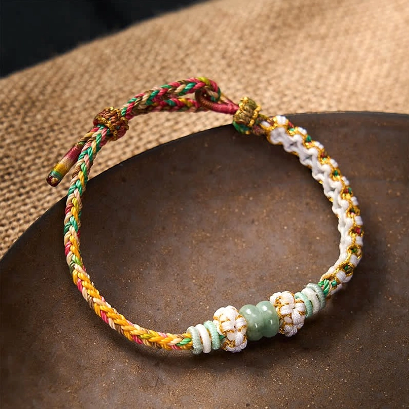 Chinese knot jade bracelet red string prosperity luck charm