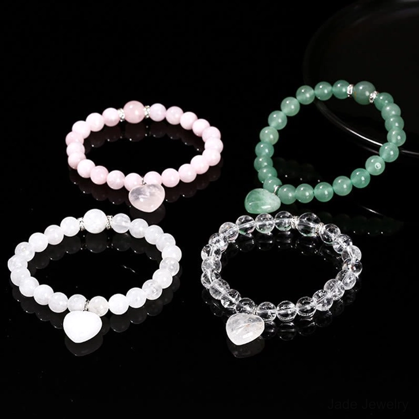 Clear Quartz crystal heart charm bracelet for spiritual healing and clarity
